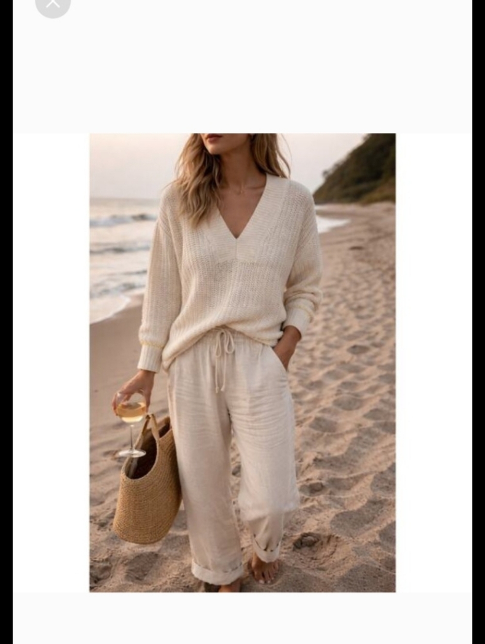 Nwt CAbi Cream Oversized Textured Knit Sweater L/XL